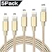 iPhone Charger Cable SHARLLEN Lightning Charger, Fast Nylon Braided USB iPhone Charging Cords 5Pack(3FT2/6FT2/10FT) Compatible iPhone XS/Max/XR/X/8/8Plus/7/7P/6S/iPad/IOS (Gold)
