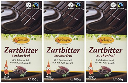 Birkengold Birkenzucker Zartbitter Schokolade, 3er Pack (3 x 100 g) – Bild 5