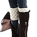 HITOP Women's Short Boots Socks Crochet Knitted Boot Cuffs Leg Warmers Socks (Ivory)