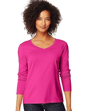 By Hanes Women's Long-Sleeve V-Neck T-Shirt