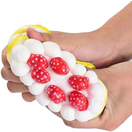 Funny Creative Squishy Colossal Round Cake Toy - Jumbo Slice Cake Cream Scented Slow Rising Stress Toy, Cute Straps Charms Yellow
