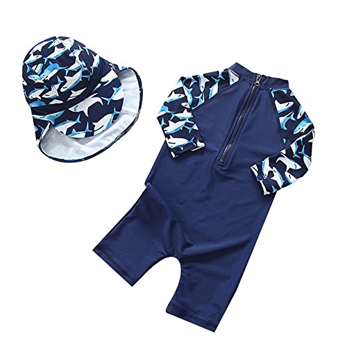 Collager Baby Boys One Piece Swimsuit Toddler UV Sun Protective Long Sleeve Bathing Suit Surfing Suit UPF 50+