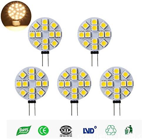 LED SG4-12V T-DW Side Pin G4 LED Disc Halogen Replacement Bulb, 3W, 20-25W Equal, Warm White 3000k, 5-Pack(Not Dimmable)
