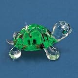 Glass Baron Statuetta Tartaruga Marina In Vetro Con Corallo Blu E Cristalli Swarovski - 2