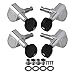YMC TP-UK Series 4pcs Ukulele Tuning Pegs 2L2R Chrome Machine Heads Tuners for Ukuele with Pick, (Chrome with black buttons Handle)