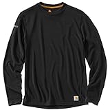 Carhartt Men's Base Force Cool Weather Crew Neck Top, Black, Medium