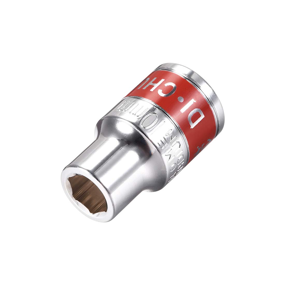 sourcing map 1/2-Inch Drive by 10mm Shallow Socket with Red Band, Cr-V, 6-Point, Metric