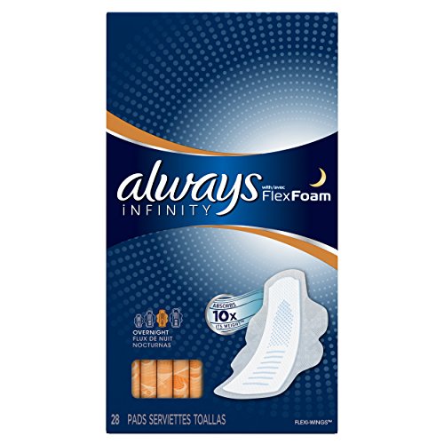 Always Infinity Overnight Pads with Wings , 28 count , 