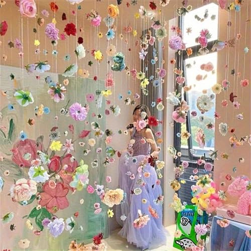 20 Pcs Artificial Flower Garlands, Hanging Wildflower Backdrop Decoration, Faux Silk Flower Vines for Wedding Arch, Garden Wall, and Party Floral Decor