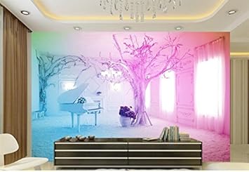 Whian 3d Wallpaper Mural Living Room Bedroom Fantasy Pink Piano Snow Painting Picture Wall Sticker 240cmx180cm 94 48 In X70 86 In Amazon Com