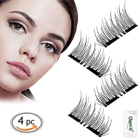3D Reusable Dual Magnetic False Eyelashes,Eyes More Beautiful and Natural Look,1 Pair of 4 PCS