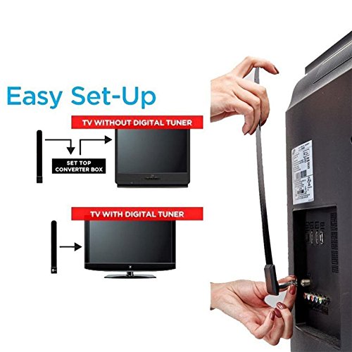 image for UTP Black Plastic Digital Antenna Clear TV Key US HD Satellite Indoor 