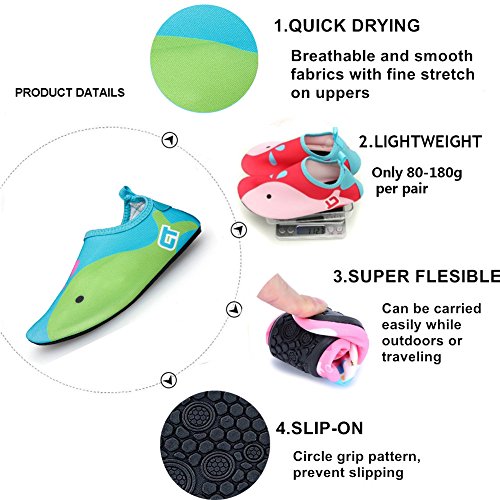 Kids Swim Water Shoes Girls Boys Lightweight Barefoot skin Shoes Mutifunctional Beach Pool Aqua Socks for Toddler Little Kid and Big Kid (Light blue-20/21)