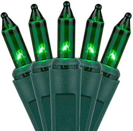 Holiday Essentials 100 Ultra-Brite Green Lights with Green Wire - Indoor / Outdoor Use - UL Listed