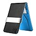 Zodaca Horizontal Genuine Leather Money Clip Wallet, Black/ Blue