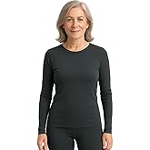 Lands' End Women’s Thermaskin Baselayer Long Sleeve Crewneck Top – Lightweight Heat-Generating Thermal Shirt