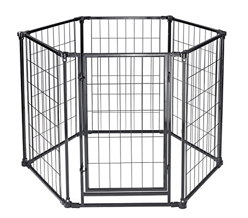 6 Panels Homey Pet 3 in 1 Playard/Wall-mount Gate/Barrier-Light-for Baby and Pet, Indoor and Outdoor, Medium, L25" x H34" x 6 Panels, Additional Panel available