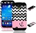 Bastex Heavy Duty Hybrid Case for Samsung Galaxy S4 I9500 SIV S IV - Black Silicone with Pink & Grey White Anchor Design Chevron Pattern Hard Kickstand Shell