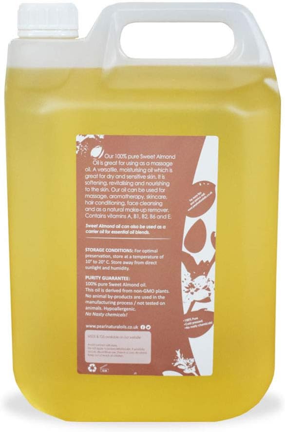 Cosmetic Grade Sweet Almond Oil GMO free, Vegan, 5 litres, Pale yellow, 5 l (Pack of 1) - Image 3