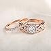 GuqiGuli Twist Shank Cubic Zirconia Bridal Engagement Wedding Ring Set in Rose Gold Plate Sterling Silver