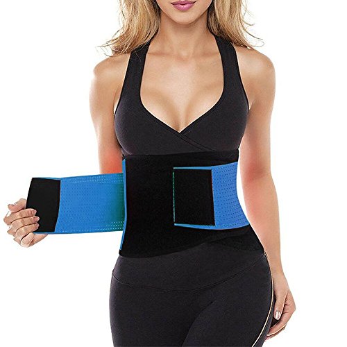 Lover-Beauty Back Support Waist Trainer Belt Body Waist Shapewear Blue S