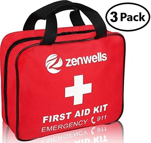 First Aid Kit Bag (3 Pack) - EMT Medical Supplies Kits, Firstaidkit for Car Trips, EMS Triage Needs, Or Just Gear Stocked Survival Bags for Emergency Equipment. Your Complete Responder Organizer!
