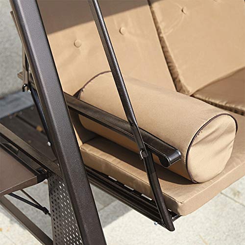 E_W__NWN 2 Seater Garten Schaukel Stuhl, Outdoor Indoor Canopy pulverbeschichtetem Stahl Cushioned Seaters, Innenhof… – Bild 8