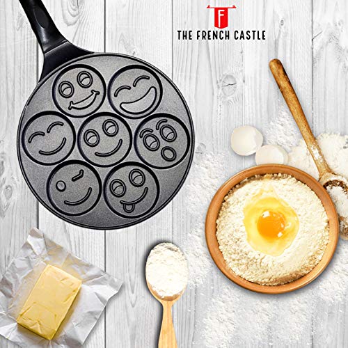 Emoji Smiley Face Pancake Pan, Nonstick Pancake Griddle with 7 Unique
