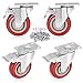 Moogiitools 3" PVC Heavy Duty 1000lbs Swivel Rubber Caster Wheels with Safety Dual Locking Casters Set of 4 with Brake