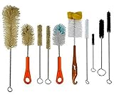 RamPro 10Pc Cleaning Brush Set Ultimate Kit, Baby Bottle & Tube Brushes. All Shapes & Sizes, Large, Small, Sponge, Soft, Stiff, Nylon, Natural, & Synthetic Bristles.