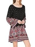 KIRA Women's Vintage Printed Loose Causal Long Sleeve Ethnic Style Tunic Dress X-Large 6429-1