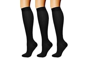 Sports Knee High Socks 3 Pairs S XL Black White Nude Stretchy Breathable