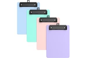 Zoenley 4 Pack Light Colorful Small Clipboard, 5 x 7 Mini Size for Classroom, Students, Teacher, Nurse, Clip Board with Low P