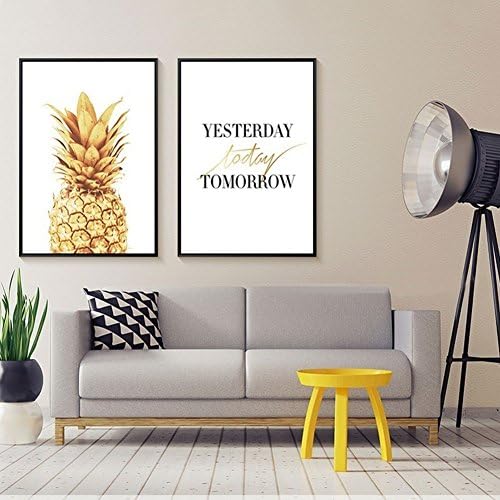 uniqueaur Golden Pineapple Letter Print Art Poster Frameless Wall Painting Home Decor