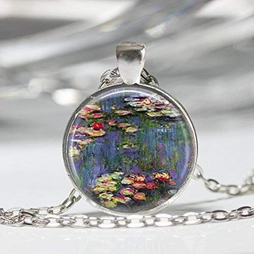 Claude Monet Necklace Monet Water Lilies Painting Impressionism Fine Art Pendant