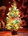 CASA CLAUSI Christmas Tree with Ornaments 24Inch Pre-lit Multi-Colored Lights Artificial Green Tree on Wood Base