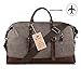 Canvas Overnight Bag Travel Duffel Genuine Leather for Men and Women Weekender Tote (Coffee)
