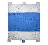 WildHorn Outfitters Sand Escape Beach Blanket. Compact Outdoor Beach Mat Made from Strong Parachute Nylon. Large 7' x 9' Size. Includes Built in Sand Anchors & Zippered Valuables Pocket.