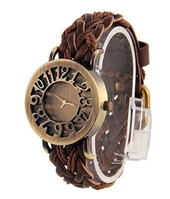 Vintage Analogue Casual Gold Round Dial Watch for Women and Girls - W10