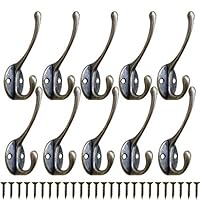 12 Pack Wall Coat Hooks Rustic Dual Hooks Heavy Duty Key Hooks for Wall Towel Hook Hanger with Screw Mounted Hooks (Retro Bronze)