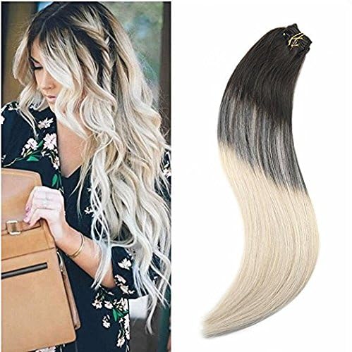 Ugeat 20" Clip in Extensions Remy Balayage Hair Color #2 Darkest Brwon to Blonde 60 Ombre Clip in Remy Hair Extensions for Full Head Set 120 Gram 7 Pcs
