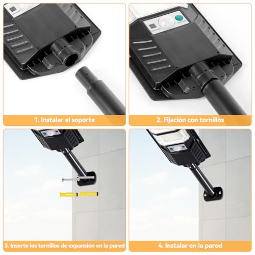 Dopwii Lamparas Solares Exterior 6000mAh,240 LED 15000 Lúmenes con Sensor de Movimiento, Luces Solares para Exterior Jardin, IP65,Lámpara Solar con 4 Modos de Iluminación y Mando a Distancia(2 Piezas)