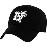 Classic NY Baseball Caps for Men and Women - 100% Cotton NY Cap with Adjustable Self Fabric Strap Closure, One Size Fits All Black