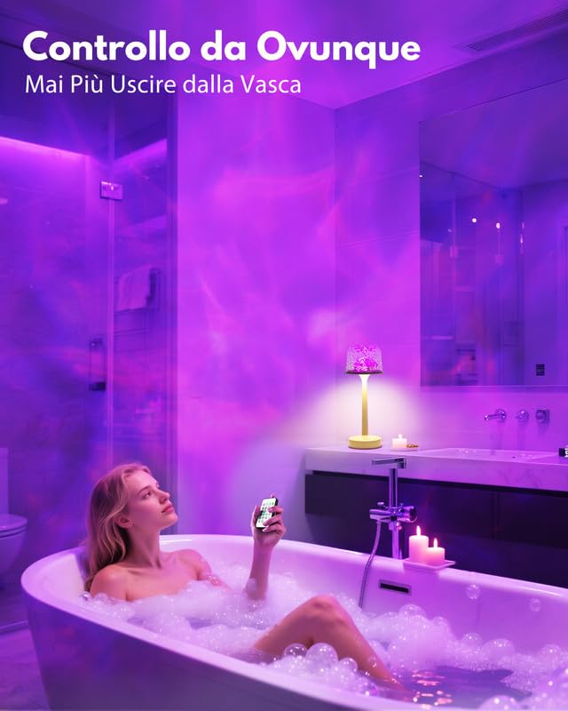 Waterproof Shower Lamp, Wireless Rechargeable Desk Lamp, Entspannen 16 Colors LED Mood Projector, Remote Control, Touch Control, Bathroom, Toilet, Office Lighting