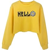 G-Amber Girls Long Sleeve Sweatshirts Kids Crop Print Funny Letters Fashion Pullover Tops