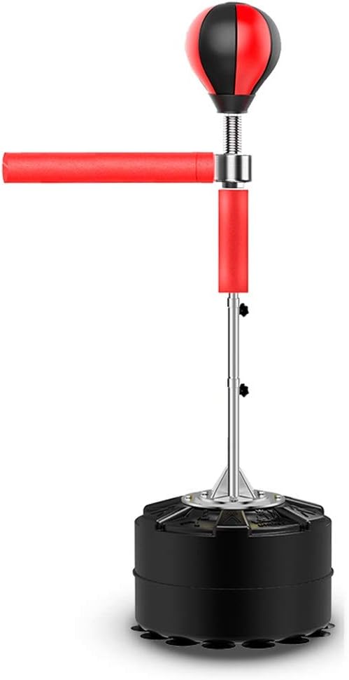 PAN Boxing Equipment Free Stand Agility Training with Punching Reflex Bar and Speed Punching Bag, Adjustable Height, for Adult & Kid (Color : Red)