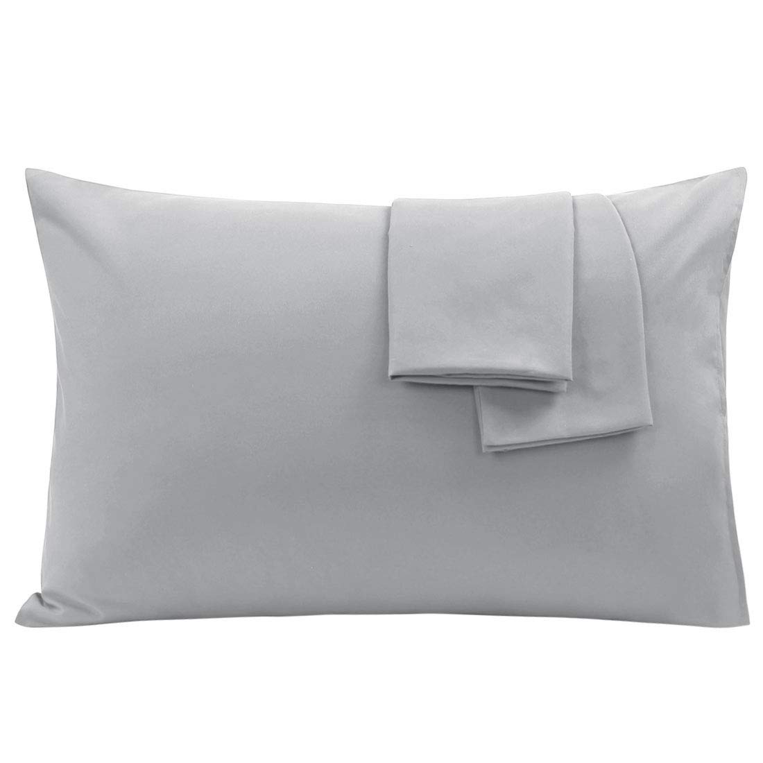 PiccoCasa Set of 2 Pillow Cases Covers Double Brushed Microfiber Pillowcases - Envelope Closure -Soft Pillowcases Light Grey Standard(51 x 66cm)