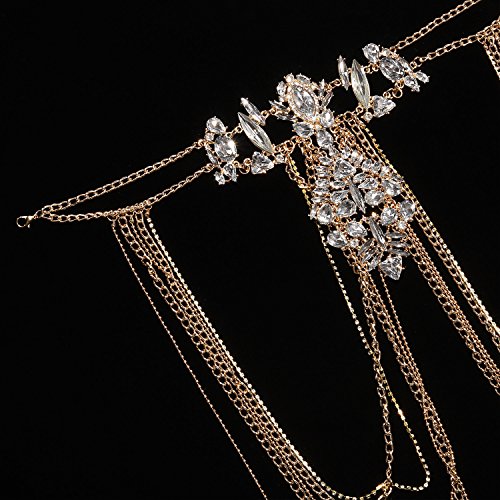 Women Statement Body Chain White, Holylove Jewel Body Chain for Women Novelty Costume Fashion Jewelry 1 pc with Gift Box- HLBN0001 White - Thumbnail 2
