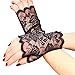 LUOEM Women Lace Fingerless Gloves Half Finger Bridal Gloves UV, Black, Size 9.4