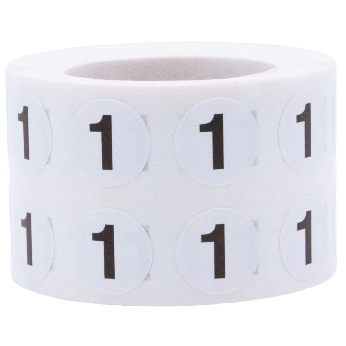 Photo 1 of 1/2" Inch Number 1 Stickers, Semi-Gloss White Round Labels with Black Text, 1000 Labels on a Roll, Perfect for Home Organization and Office Management, Permanent Adhesive